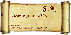 Burányi Milán névjegykártya